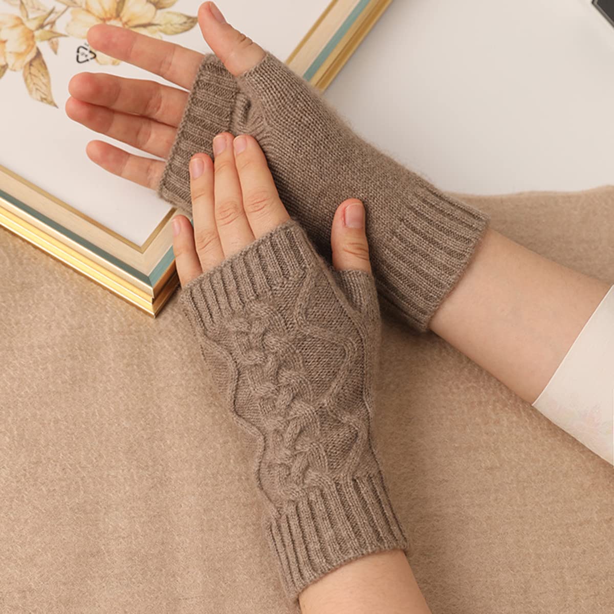 Guantes Sin Dedos de Puro Cachemir para Mujeres Hombres, Guantes Invierno de Medio Dedos para Muñeca Calentadores de Manos, Suave Cálido Manopla de Sin Dedos para Regalo Parejas Purple
