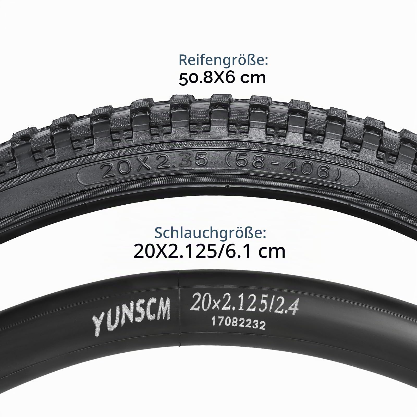 YunSCM 2Pcs Faltbare 20 Zoll Reifen 20X2.35 Mantel 58-406 und 2Pcs 20'' Schlauch AV32mm Ventil kompatibel Rennräder, Citybikes 20X2.30 20X2.35 20X2.40 Fahrradreifen und Schlauch