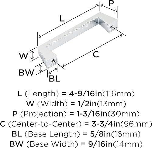 Miniatura 6 de Amerock | Mango de gabinete | Cromo pulido | 3-3/4 pulgadas (3.780 in) de centro a centro | Roca negra | paquete de 2 unidades | Jaladera de cajón |