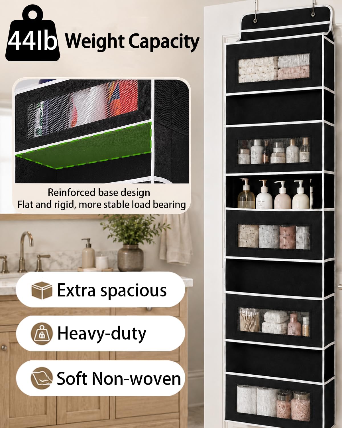 UFORU Over Door Organizer, 5 Tier Hanging Storage Rack, 44lb Heavy Duty image 4