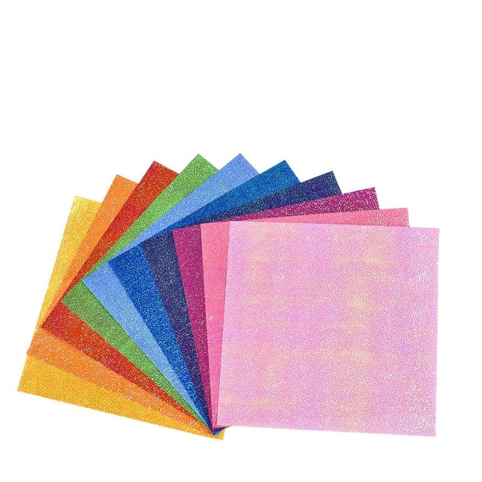 100 Stück Mix Perlglanzpapier Buntes Glitzer Origami Kinder Handgefertigte Materialien DIY Scrapbooking Faltbastelpapier Quadrat Für Handgefertigte Dekorationen(20x20cm)