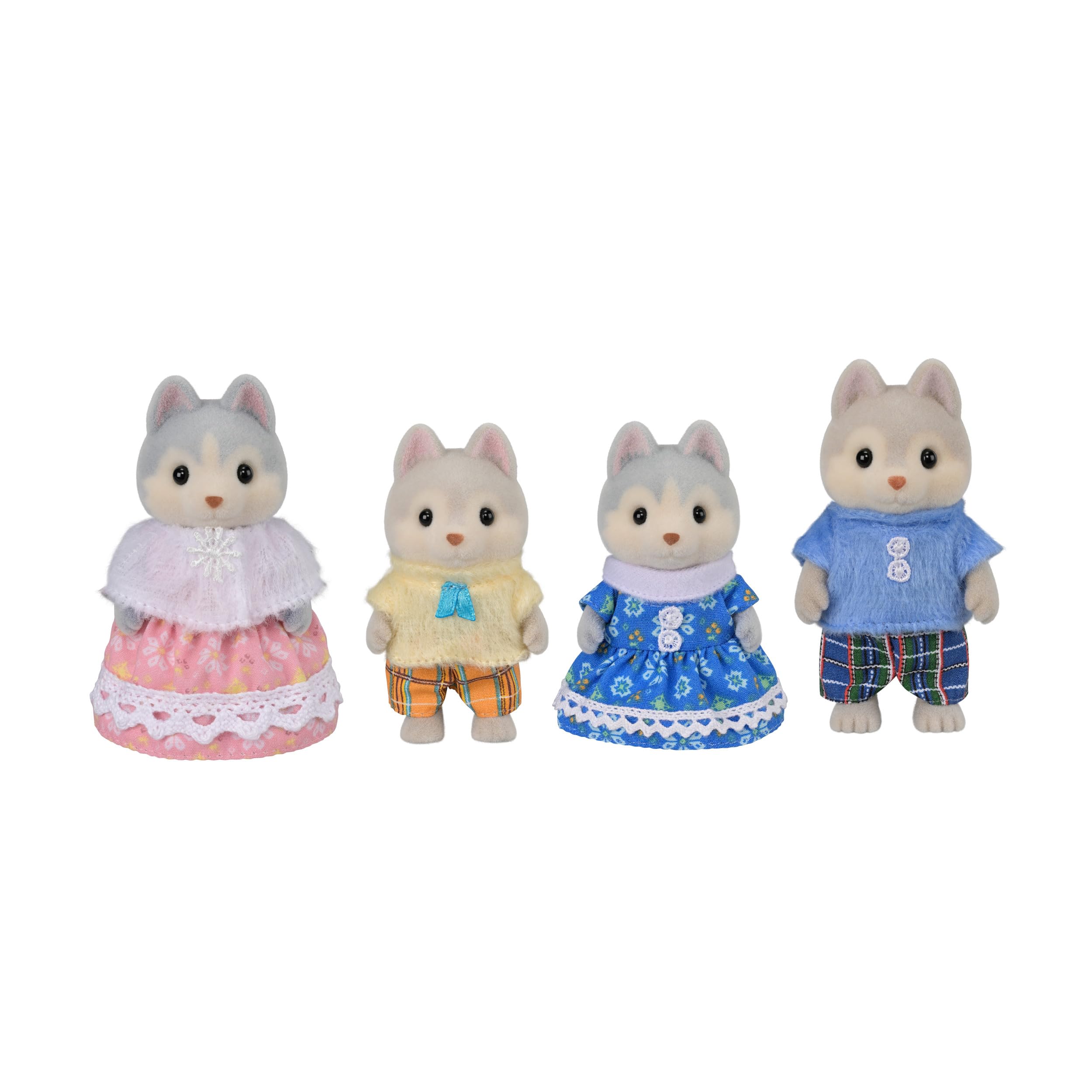 Husky Family - Collectible Dollhouse Toys | Adventure-ready flocked pups with cool blue-gray coats - pose the pack for snowy expeditions and family story play, Ages 3+