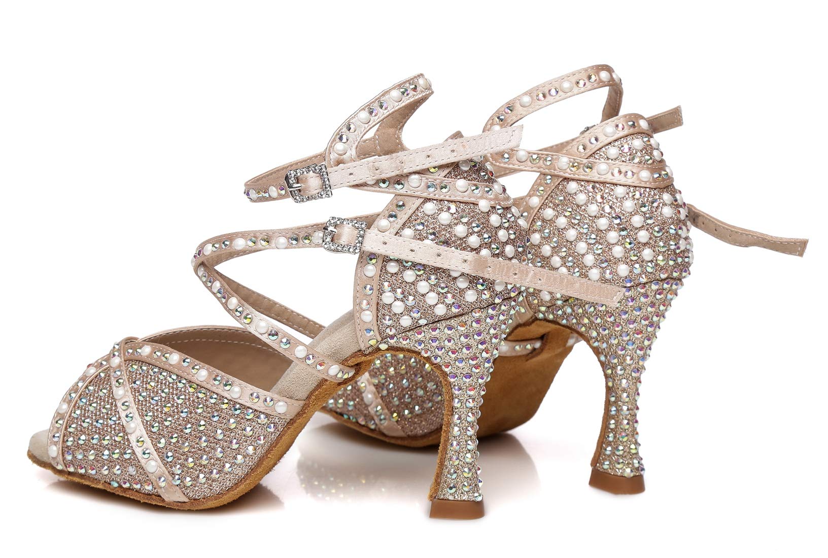Zapatos Baile Mujer Latino Boda Fiesta Vestir Sandalias con Cuentas L388