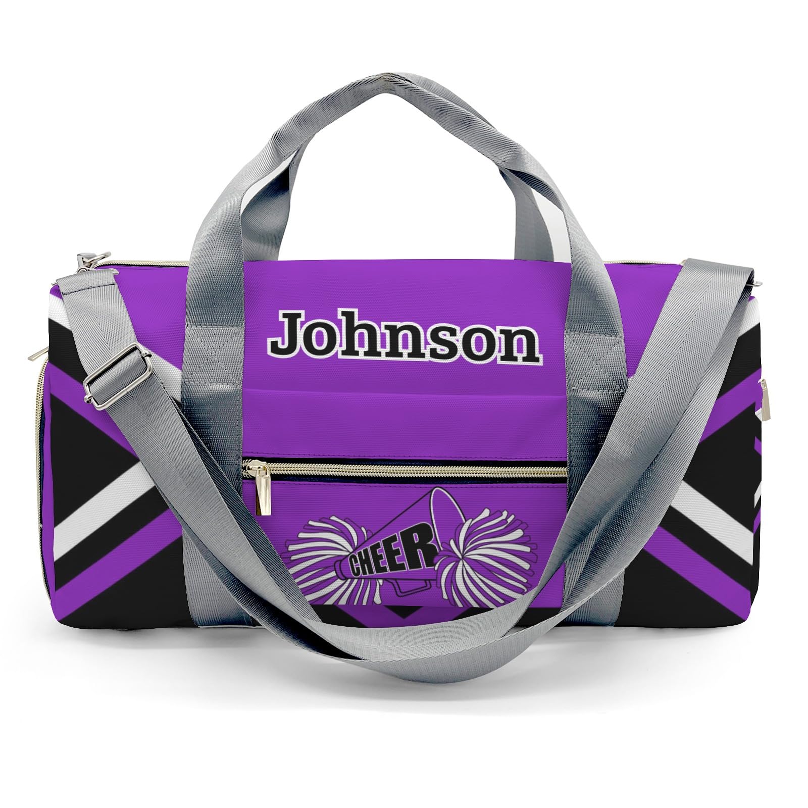 Custom Purple Cheer Cheerleader Multifunction Sport Duffel Bag Gym Travel Perform Training Weekender Bags Getaway Bags