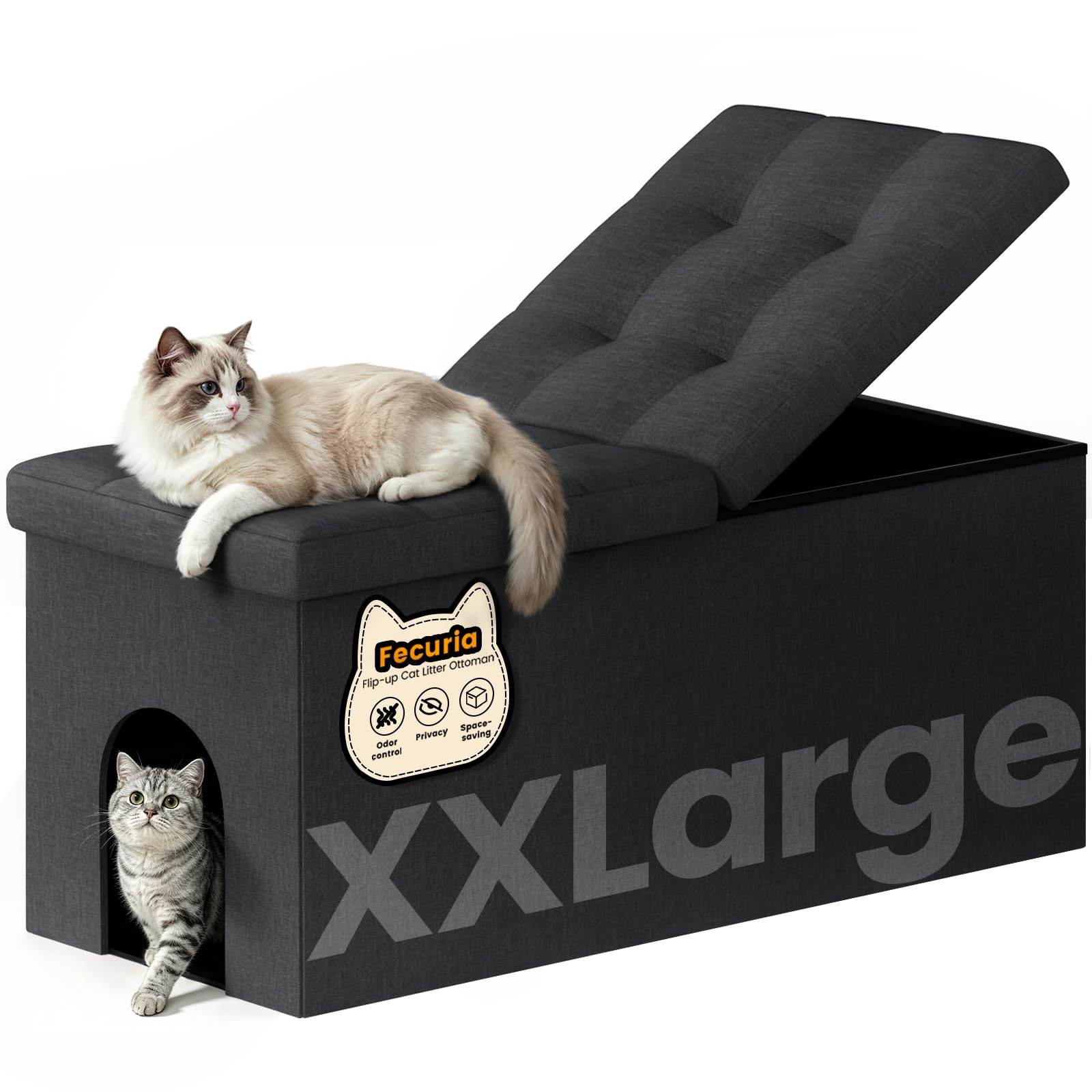 Stylish Cat Litter Box Enclosure - Dark Grey -8