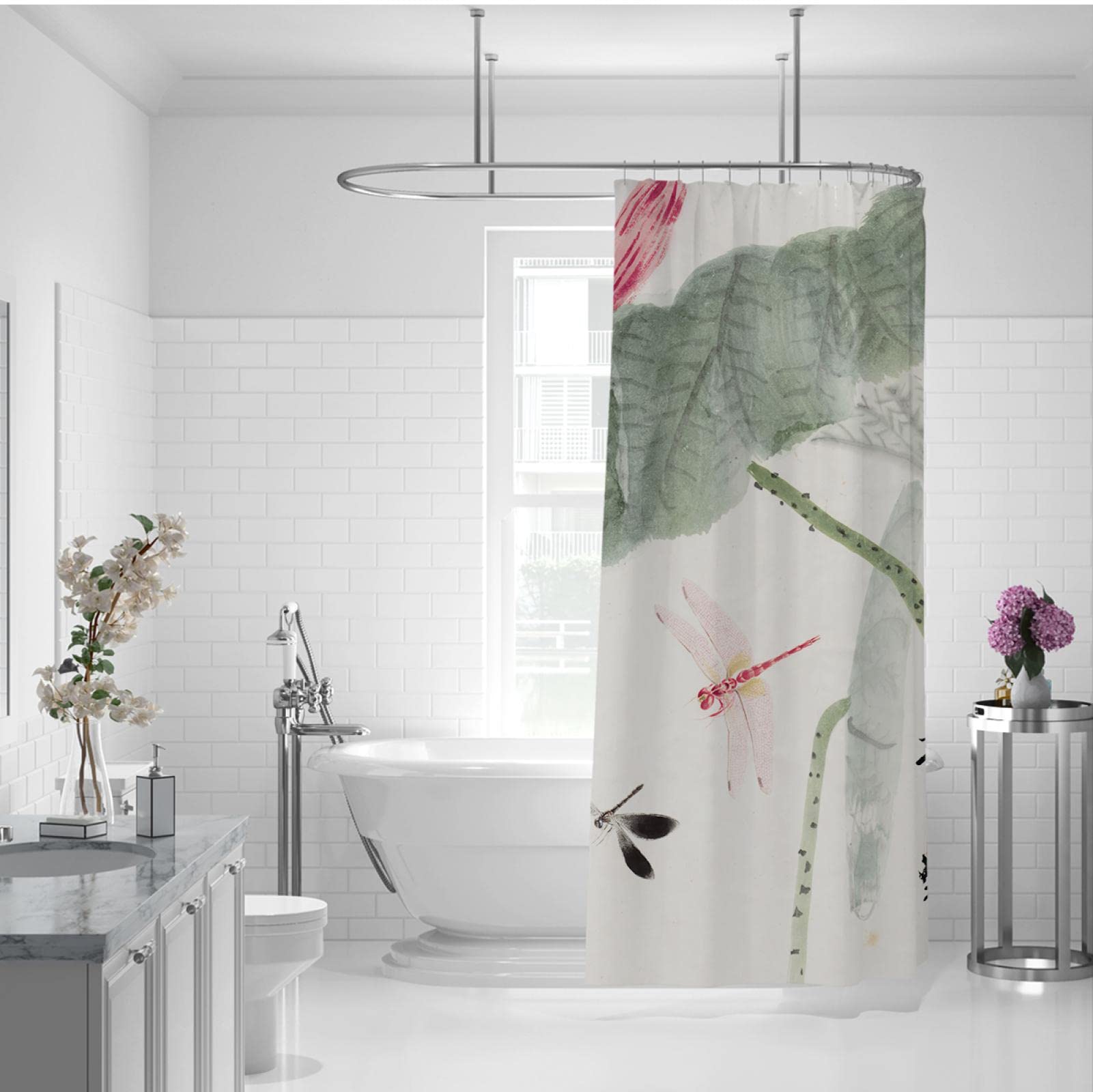Spa Dusche Vorhang Steine Aromatische Kerzen Stoff Stoff Badezimmer Dekor Set mit Haken Trockene und nasse Trennung Trennvorhang 200Wx200Lcm