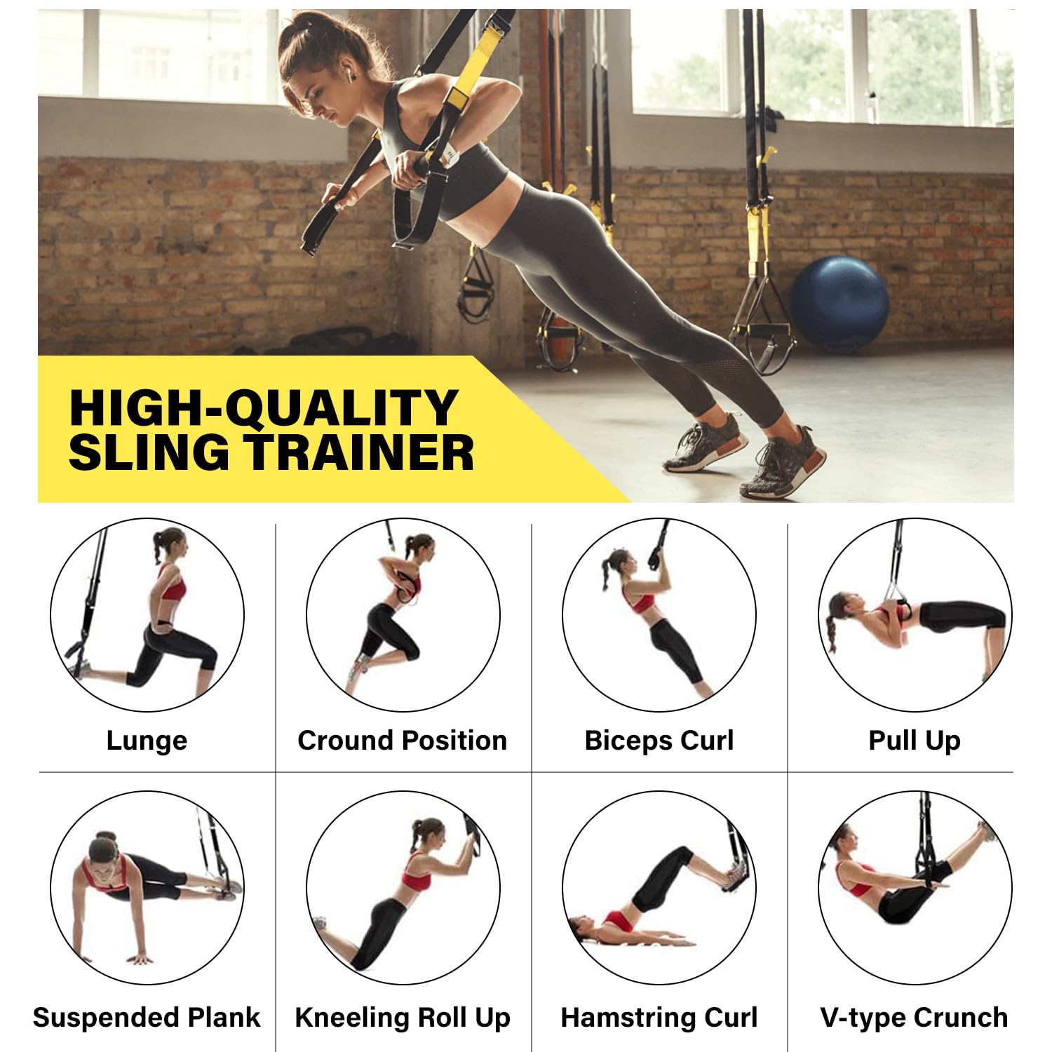 IRONWILL Sistema de Entrenamiento en Suspensión Profesional, Kit de Correas de Resistencia con Anclajes Patentados, Bolsa de Transporte de Malla, Negro y Amarillo
