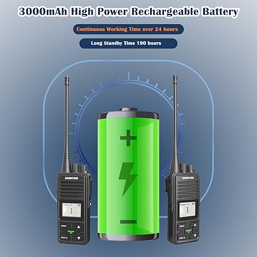 Miniatura 9 de SAMCOM Radios bidireccionales de largo alcance recargables de 2 vatios, 3000 mAh de alta potencia, radios de 2 vías, Walkie Talkies programables UHF