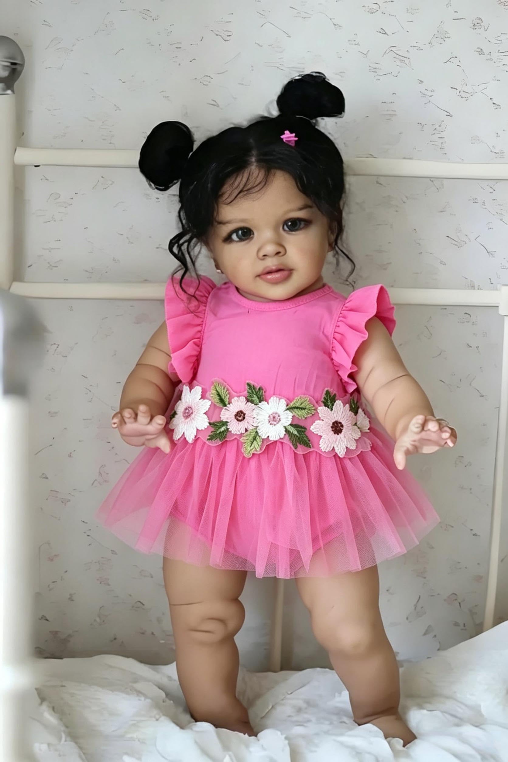 RXDOLL Afroamerykanin Reborn małe lalki czarna dziewczyna 66 cm duży rozmiar realistyczne lalki Reborn Baby Dolls miękka winylowa tkanina ciało prawdziwe życie laleczka bobas biracial realistyczna