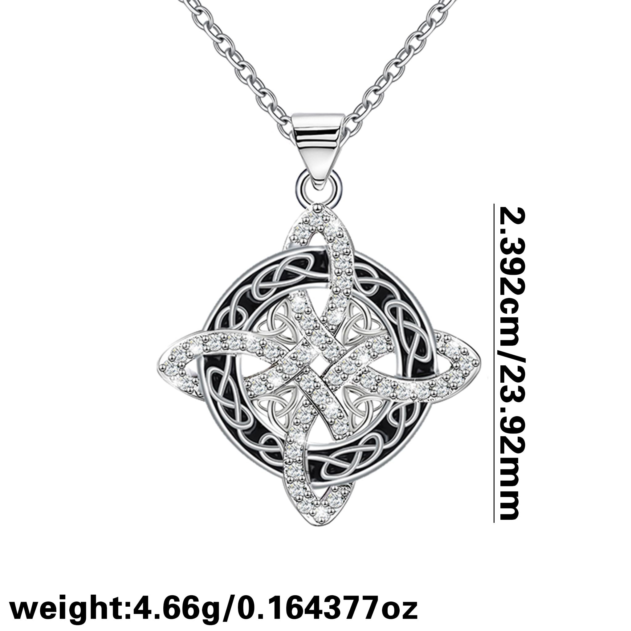 Empha Silber Halskette Damen mit keltischem Hexenknoten-Anhänger, Schlüsselbeinkette mit schwarzer Emaille und funkelndem Zirkonia, Amulett Schmuck Geschenk für Frauen