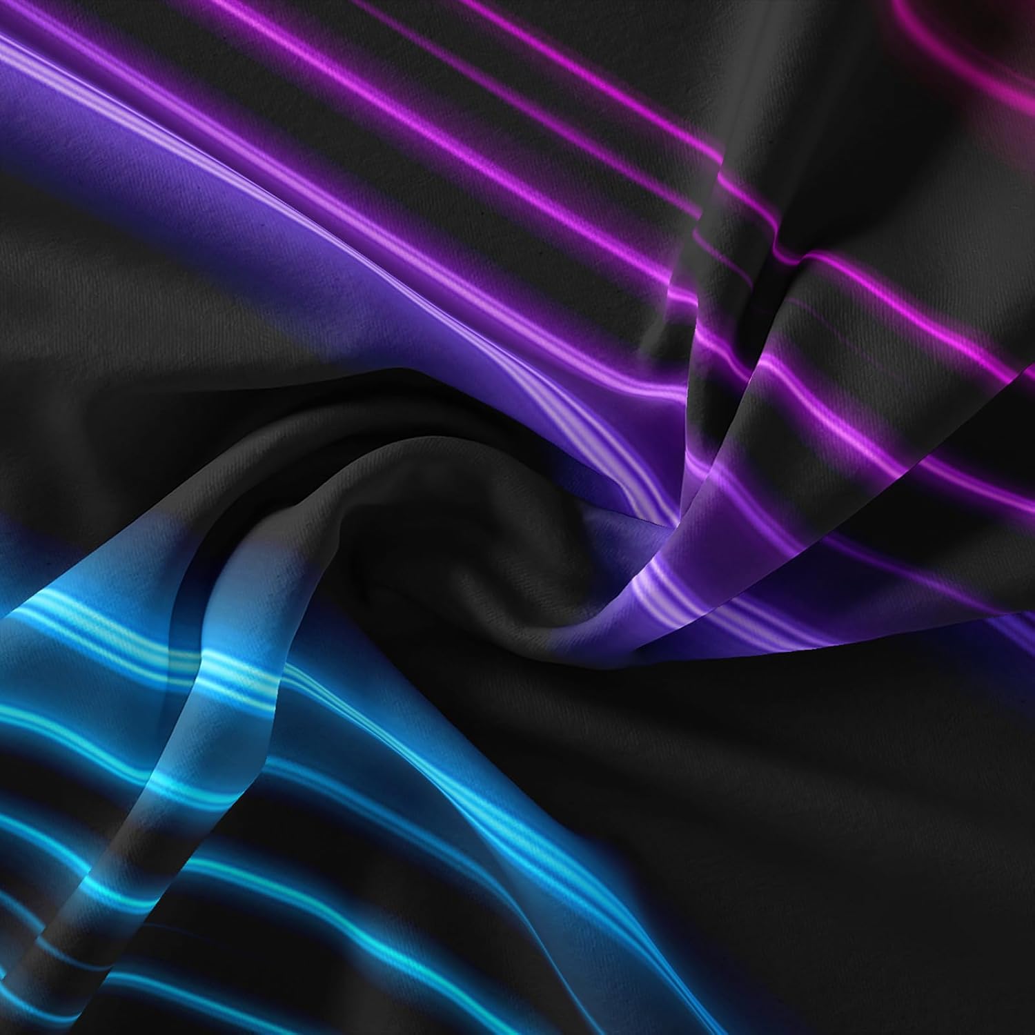 QOOMO Neon Line Kids Comforter Set, Color Lines Bedding Set, Lightweight Blue Comforter Sets, Full Bed Sets for Teen Girls Boys, 1 Comforter Set 2 Pillowcases