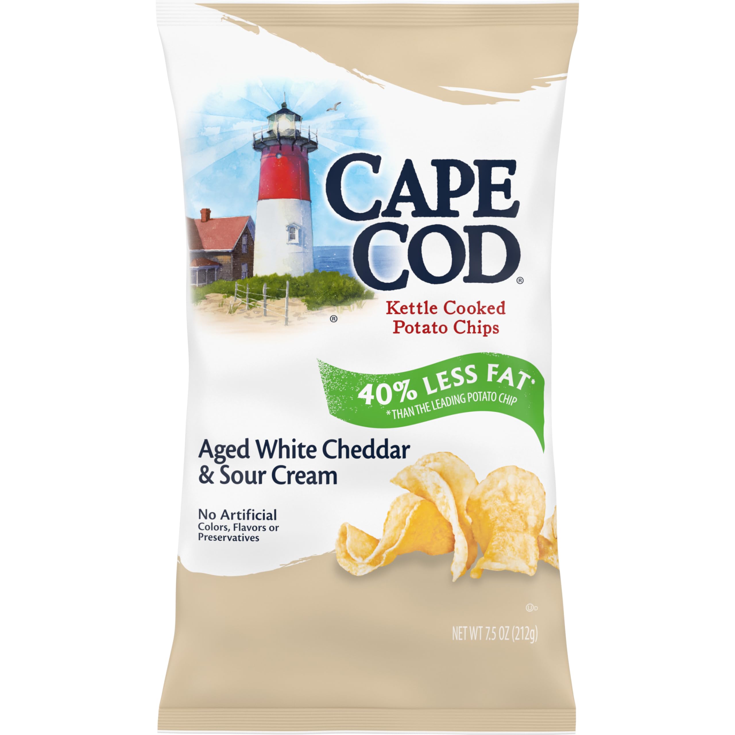 Cape CodLess Fat White Cheddar & Sour Cream Chips, 7.5 Oz Bag