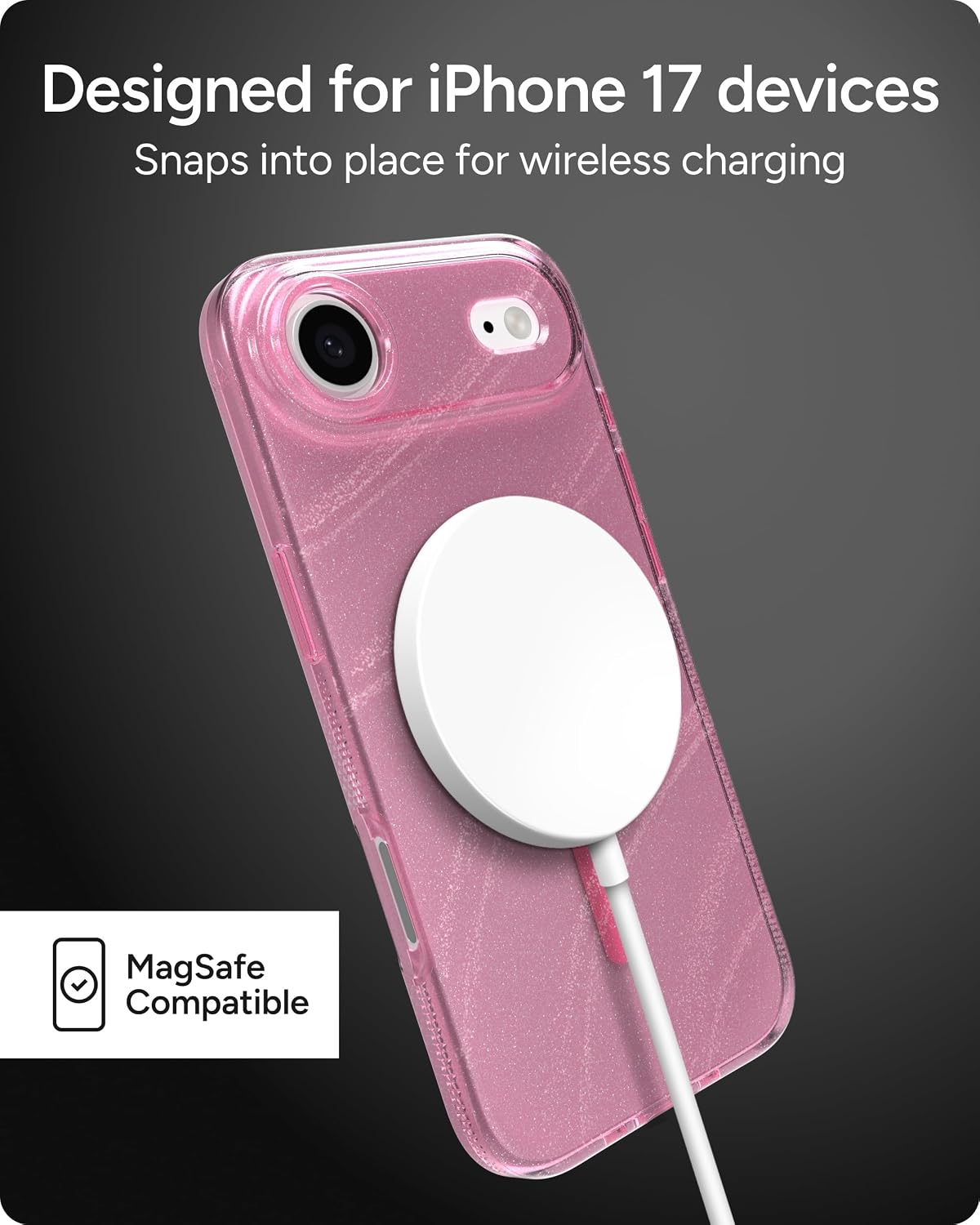 ZAGG Milan Snap Case for iPhone Air - Pink Glimmering Wave, Graphene Strengthened Phone Case with Drop Protection (13ft/4m), Textured Edges & Sparkle Design, MagSafe Charging Compatible