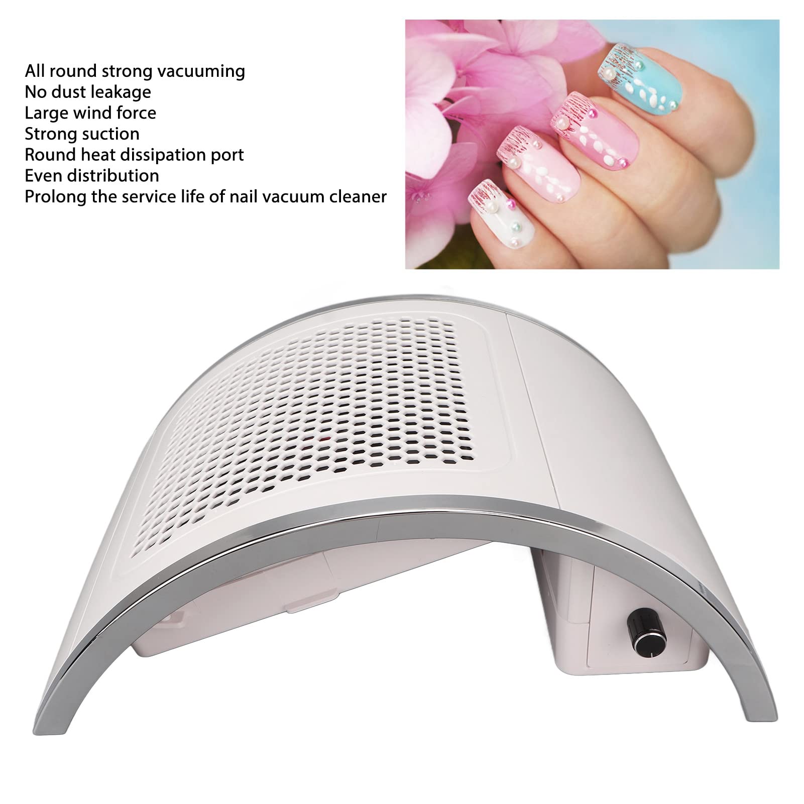 Colector de Polvo de Uñas, Aspiradora de Uñas, Colector de Polvo de Uñas Potente de 4 Ventiladores, Extractor de Aspiradora, para Salón de Uñas