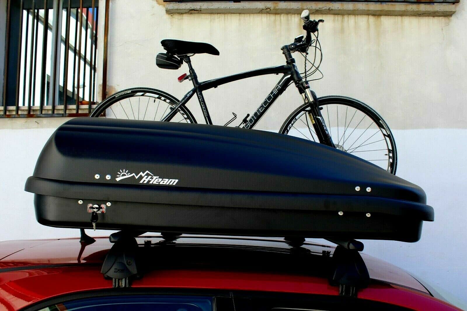 Box Tetto Auto 420L - Nero - Portapacchi - Portasci Universale - 145x94x42 cm - Portata 50Kg - Baule Portabagagli - Siluro Portatutto Auto Tetto - Omologato - Apertura Laterale - Barre Compatibili