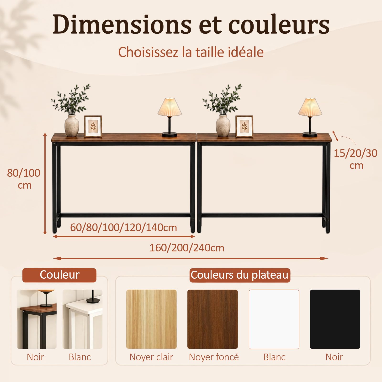Table Console Derrière Canapé, Console Étroite, Gain de Place
