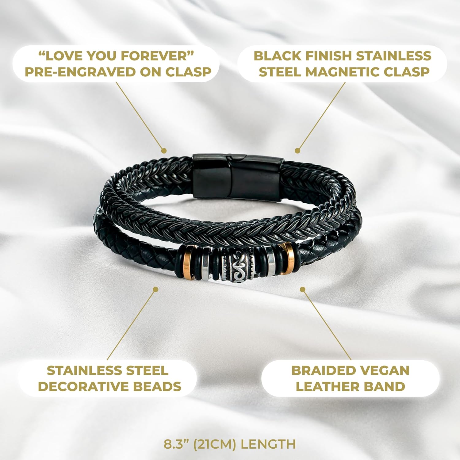 LUXUS™ To My Son Bracelet – Sentimental Leather Bracelet for Men From Mom & Dad, Never Forget How Much You Mean to Me – Perfect Birthday, Wedding, or Graduation Gift for Son - Image 6