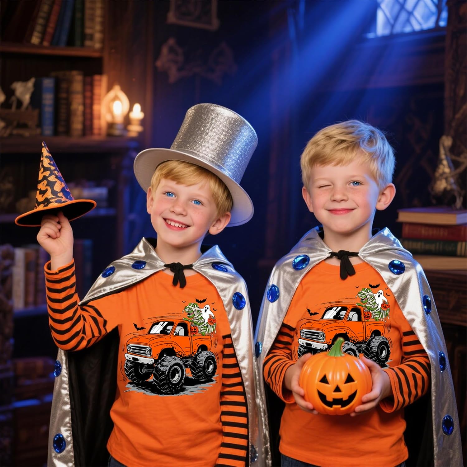 Halloween Shirts for Kids Pumpkin Boo Dinosaur Truck Boys Girls Tshirt Stripe Long Sleeve Tees Tops 2-7 Years - Image 2