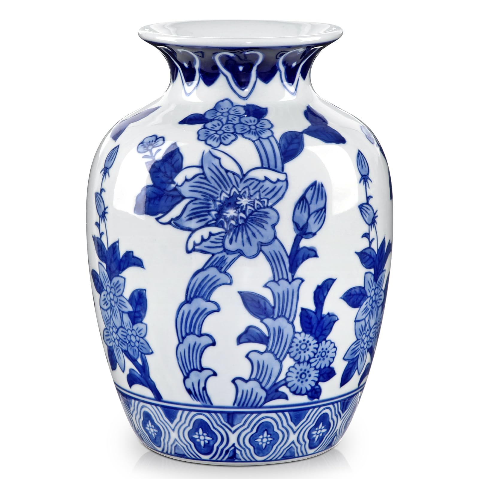 Hollyone 21CM Ceramic Vase for Home Decor, 8.4’’ Hand-Painted Porcelain Vase for Flowers, Chinoiserie-Inspired Decorative Vase for Living Room, Bathroom, Desk, Shelf — image 1