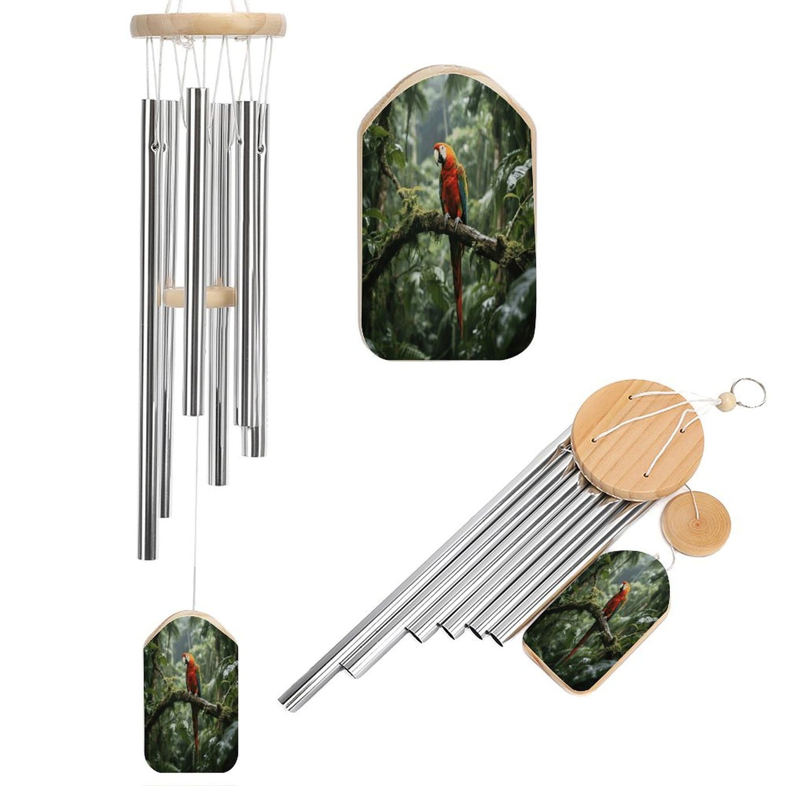 Parrot_Rainforest Wind Chimes for Outdoor Large Deep Tone Aluminium Wind Chimes Soothing Melodic Sound 20.5" Hanging Metal Windchimes Outdoors Decor for Patio Porch Yard