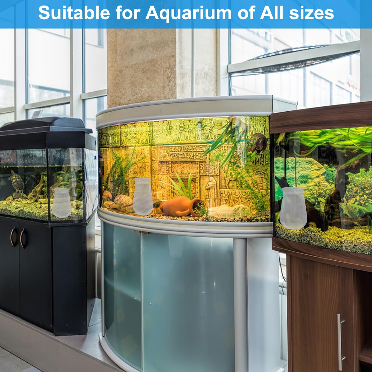 Lot de 6 paires de chaussettes filtrantes en feutre pour aquarium d'eau douce et salée - 200 microns - Pour aquariums d'eau douce et salée - Utilisation dans les étangs - Anneau de 10,2 cm par 17,8 cm