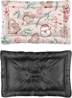 Watercolor Gingerbread Cookies Dog Pad Bed Waterproof Pet Bed Travel Pet Tough Dog Beds Non- Slip Bottom Supplies Multi- Scenario Mats Gift Printed Crate Pad 24× 18 Inch