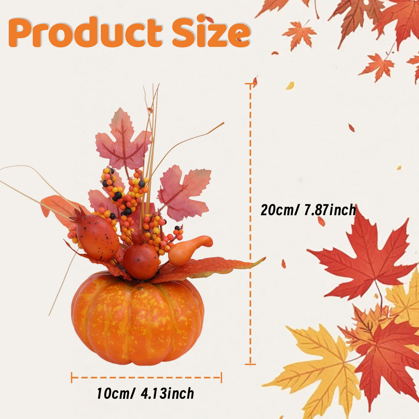 Calabazas decorativas artificiales, resistentes en cálidos tonos otoñales para Halloween, decoración de otoño, grande, de espuma, 20 cm (A)