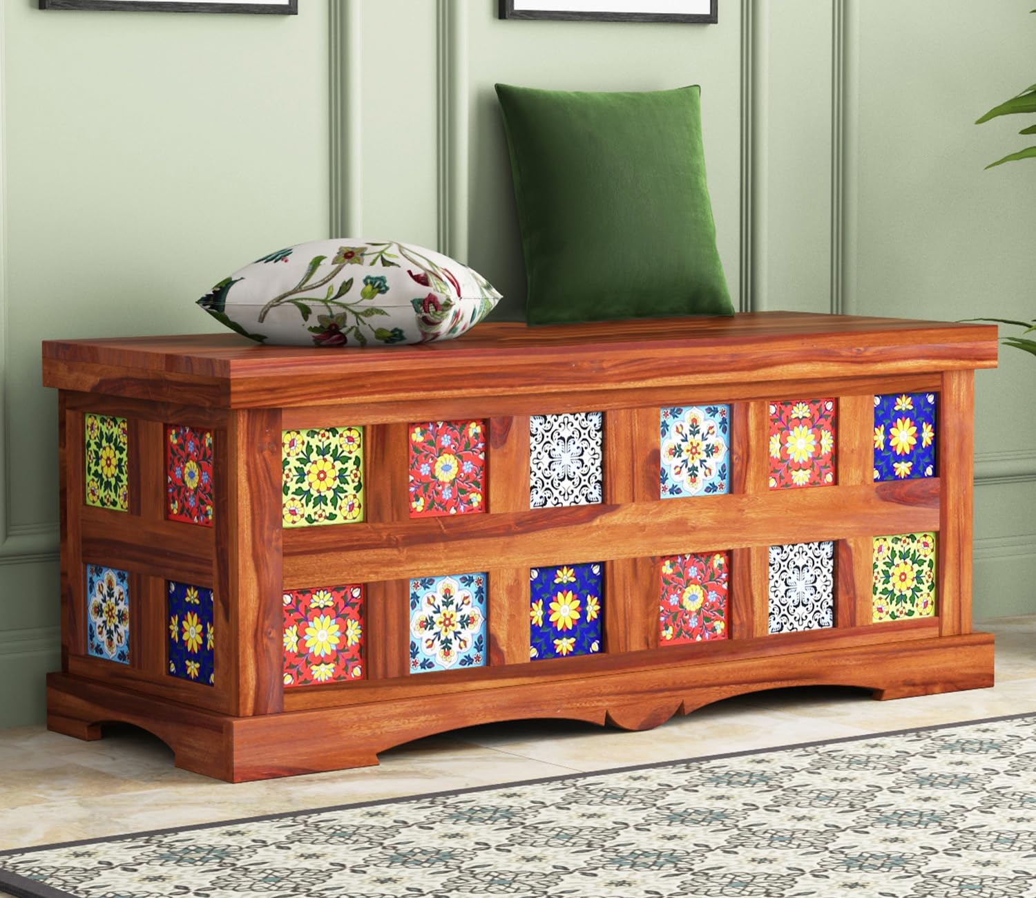 The Attic Jaipur Storage Box|Multipurpose Cabinet for Living Room & Bed room Storage|Solid Wood Classy storage|Honey Matt Finish