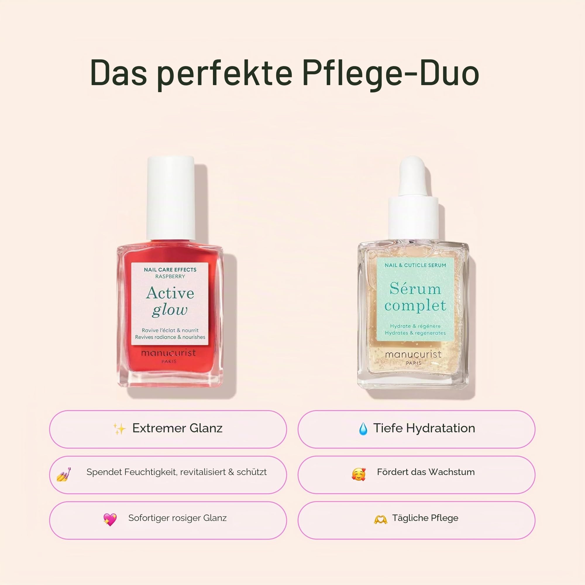 Manucurist Active™ Geschenkset Frauen, Maniküre-Set | Nagellack Active Glow Raspberry, komplettes Serum, geschmeidige Nagelhaut, 2 Feilen & Buchsbaumstäbchen