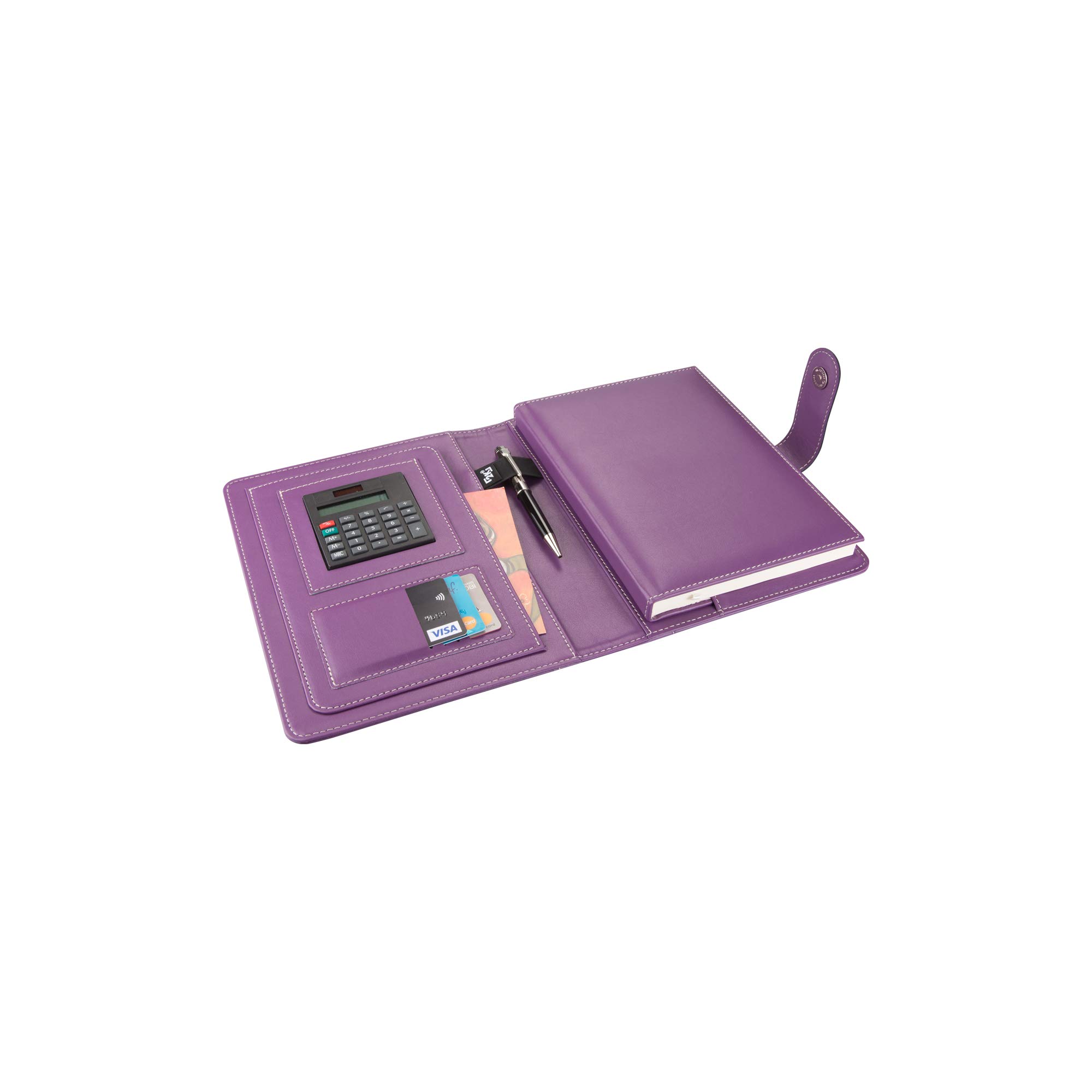 2K 5242 Ajanda Tarihsiz Çizgili 17X24 cm Ajanda/Defter Hesap Makineli Suni Deri Organizer, Lila