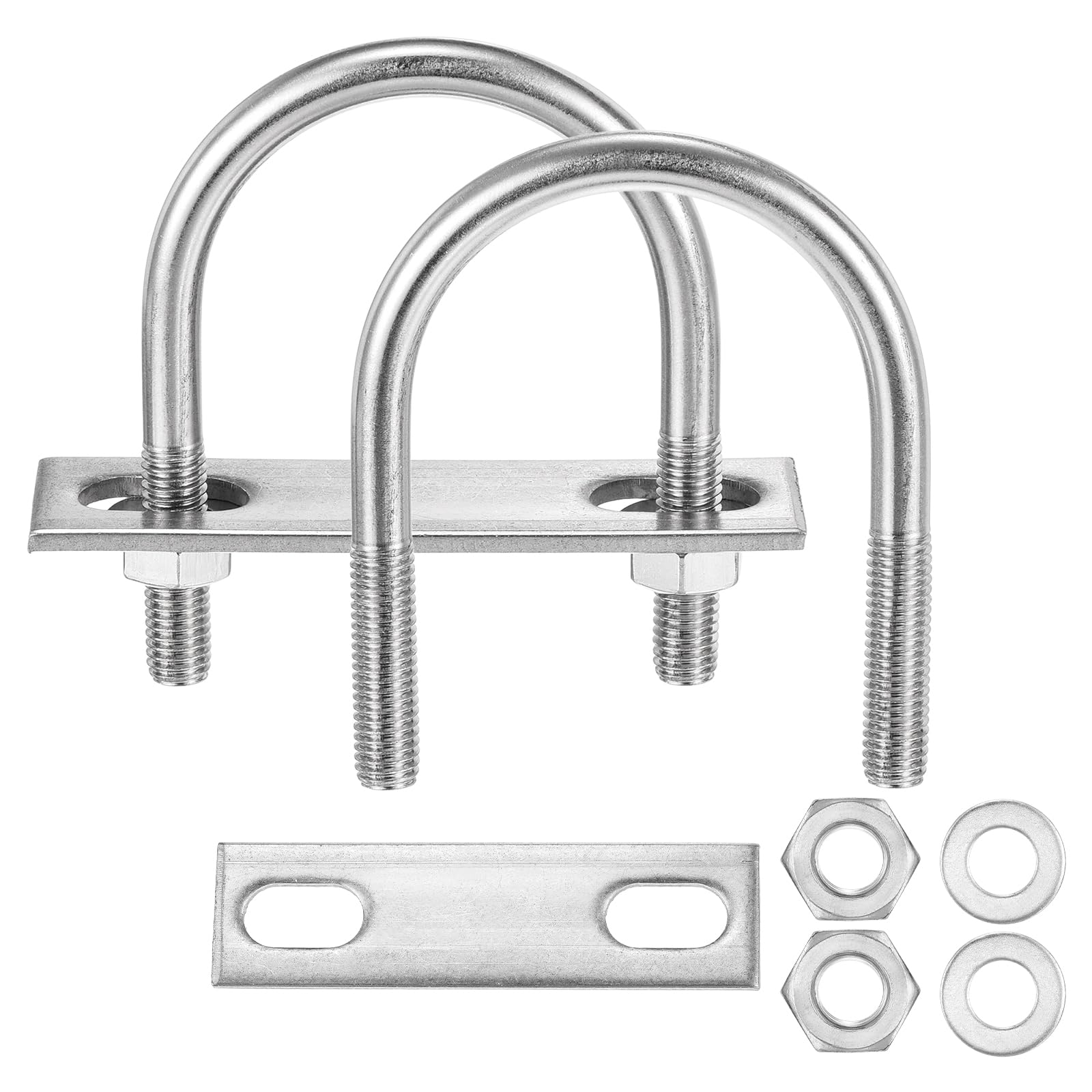 METALLIXITY U Bolts 4 Sets (5/16"(M8) x2"x3.07"), Round U Bolt Kits 304 Stainless Steel with Accessories - for Construction, Pipe, Trailer, Automotive, Leaf Spring Fastener