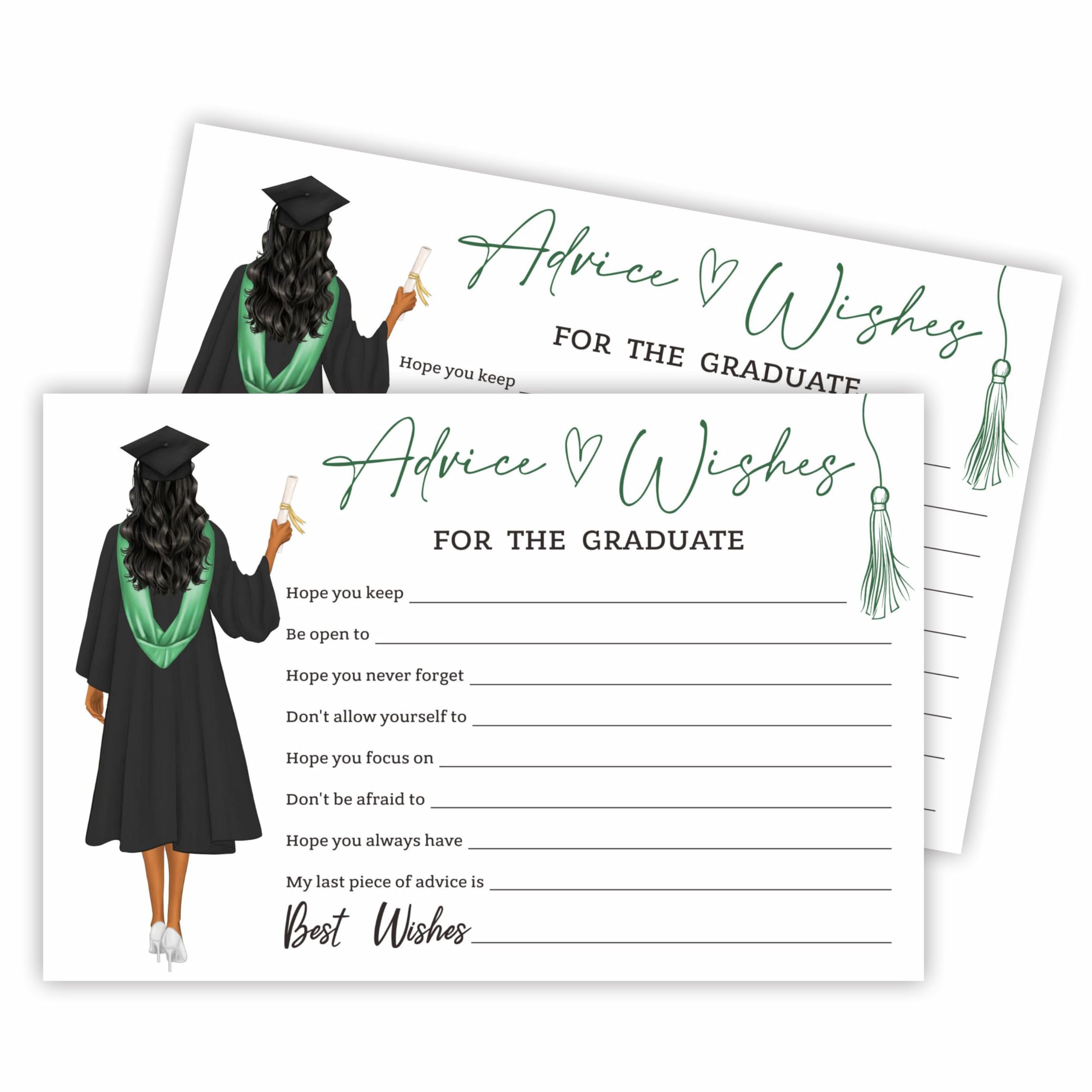 TPYEN 2025 Graduates Graduation uggestions Cards (30 Cards) - Green font graduated Wishes & S Advice card（With envelope）, Suitable for high school and