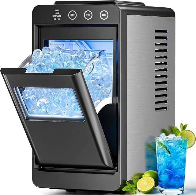 Antarctic Star Machine à glace, auto-nettoyage avec panier & Scoop, portable pour la maison/cuisine/camping/RV, 26lbs dans 24Hrs, 8 Cubes en 6 Mins, 0.8L Citernes & 1.1lb Stockage