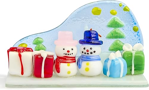 Miniatura 8 de H&D HYALINE & DORA Decoración de muñeco de nieve de vidrio soplado, adorno de muñeco de nieve de Navidad con caja de regalo, figuras de cristal