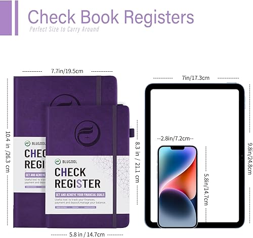 Vista 17 de Registros de cheques para chequera personal, registro Blugool de cheques con registros de cheques y transacciones, libro de registro de contabilidad