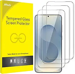 JETech Protetor de Tela para Samsung Galaxy S25 5G, Filme de Vidro Temperado, Compatível com ID de Impressão Digital, HD Claro, Pacote com 3