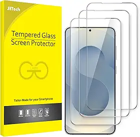 JETech Protetor de Tela para Samsung Galaxy S25 5G, Filme de Vidro Temperado, Compatível com ID de Impressão Digital, HD Claro, Pacote com 3
