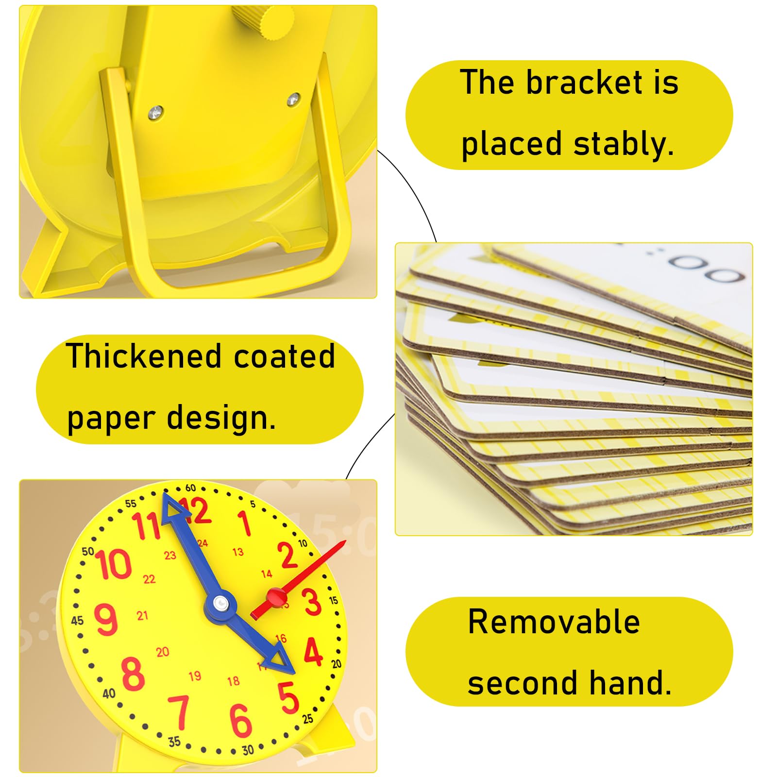 Gioco Orologio Bambini, Orologio Educativo Learning Resources Set di attività di Lettura dell’Ora Giochi Matematica Modello di Orologios Didattico con 12 Carte Didattiche, per Ragazzi, Ragazze