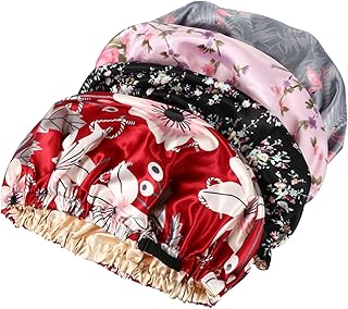 4 قطع مطبوعة مزدوجة الطبقات من الساتان قبعة نوم قابلة للتعديل قبعة النوم قبعة النوم قبعة النوم قبعة الساتان قبعة النوم قبعة الساتان قبعة