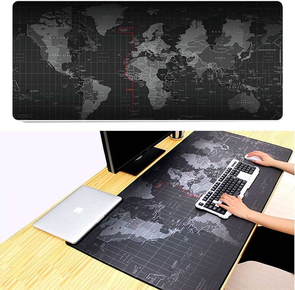 Jestar Gaming Mouse Pad Mat Large World Map Extended XXL 800mmX300mm Computer Game Mousepad Stitched Edges Non-Slip Smooth Operating for Laptop Desktop Computer Keboard and Mouse