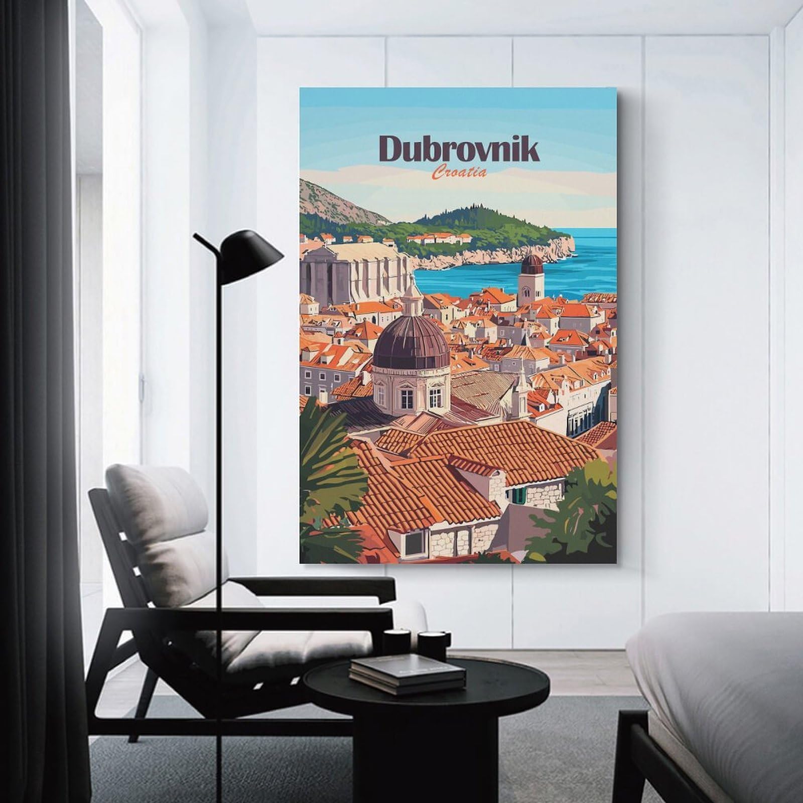Junmoney Canvas Wall Art Dubrovnik Cityscape(3), 20x30inch(50x75cm), for Corridors, Hallways Or Apartment Entries, Decorative Canvas Styling for Entry Areas