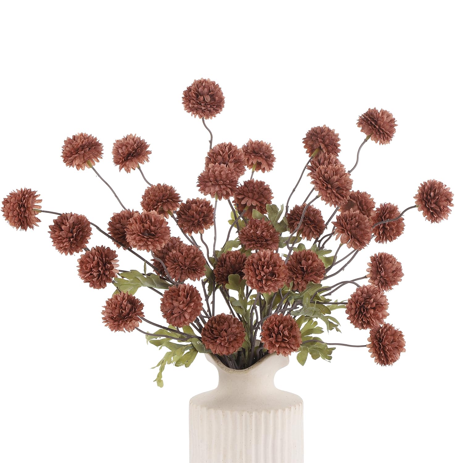 Flores Falsas de Kiku en Seda de Tacto Real Crisantemos Marrones Premium para Decoración de Interiores