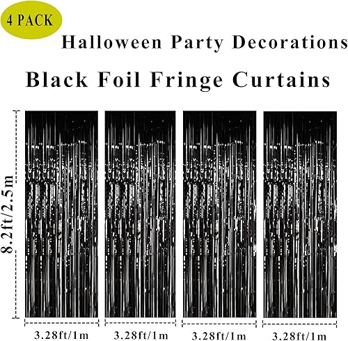 Miniatura 4 de Cortina de flecos de papel de aluminio rojo y verde, 4 cortinas de oropel de 3.28 x 8.2 pies, telón de fondo para cabina de fotos, telón de fondo