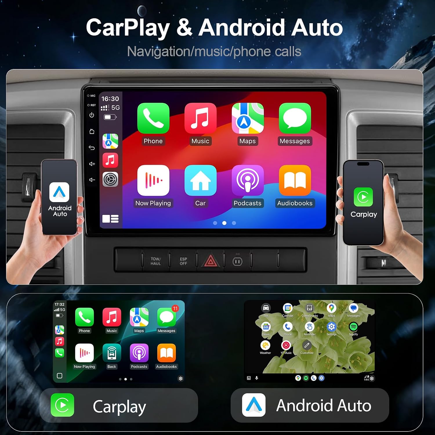 Car Radio for 2009-2012 Dodge Ram 1500 2500 3500 CarPlay/Android Auto