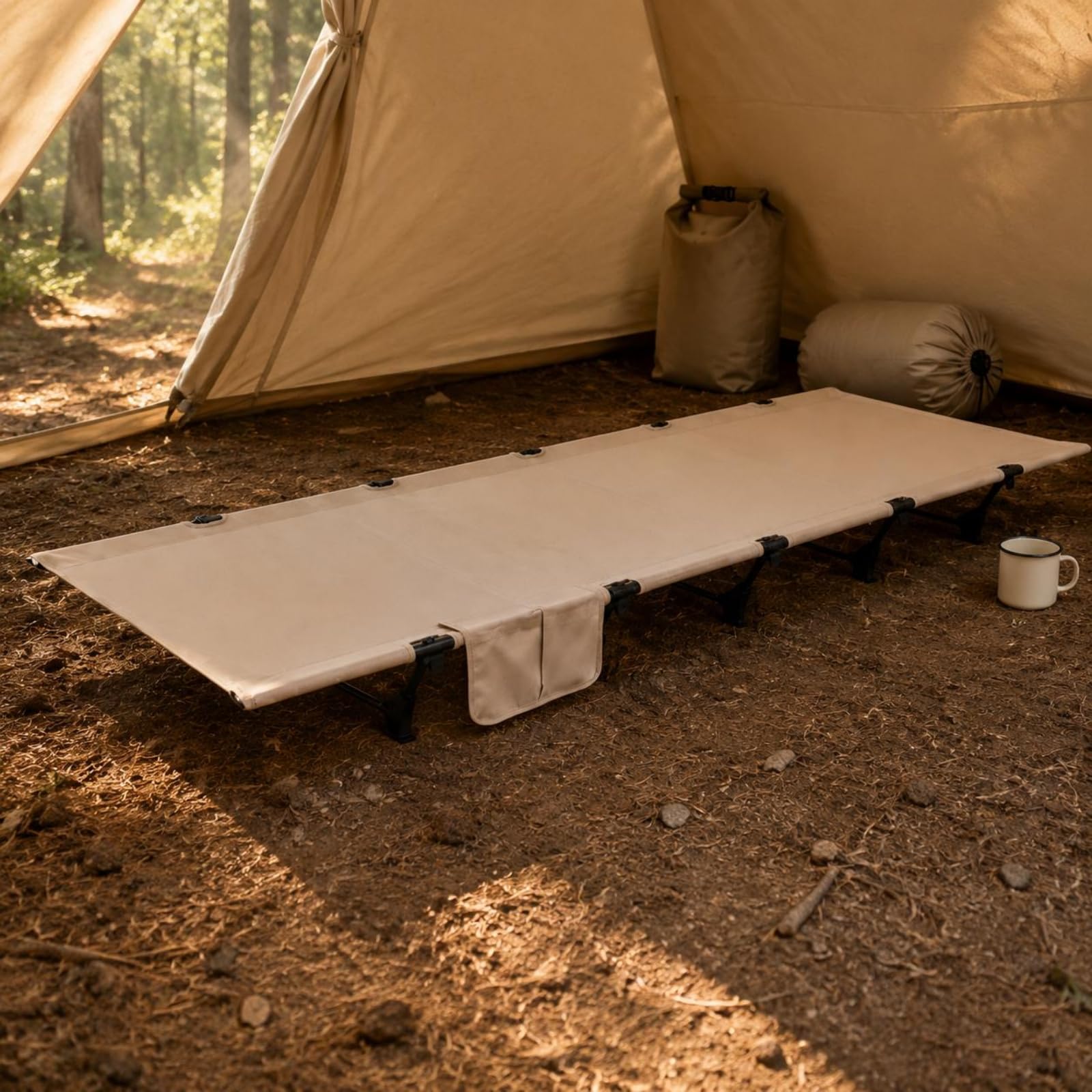 Gralara Letto da Campeggio Portatile Pieghevole Culla Lettino Rialzato Largo 65 Cm Struttura Robusta in Alluminio Carico 150 Kg Adatto a Campeggio Relax in, Nero