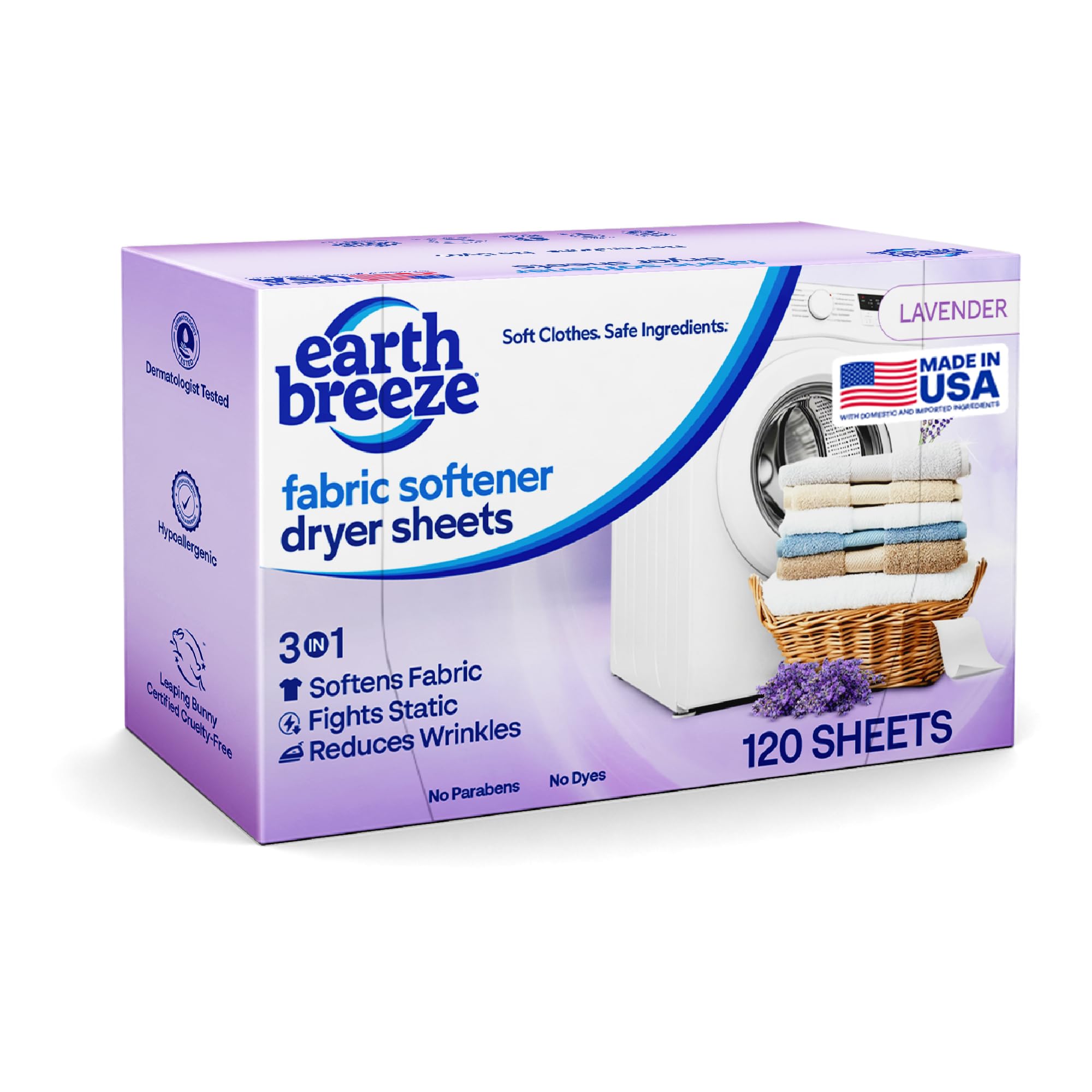 Earth Breeze Fabric Softener Dryer Sheets Lavender (1 Pack)
