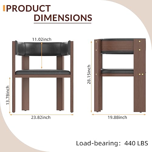 Miniatura 3 de GarveeHome Sillas de comedor modernas de mediados de siglo, sillas de cocina tapizadas de piel sintética, juego de 4 con respaldo curvado y marco de