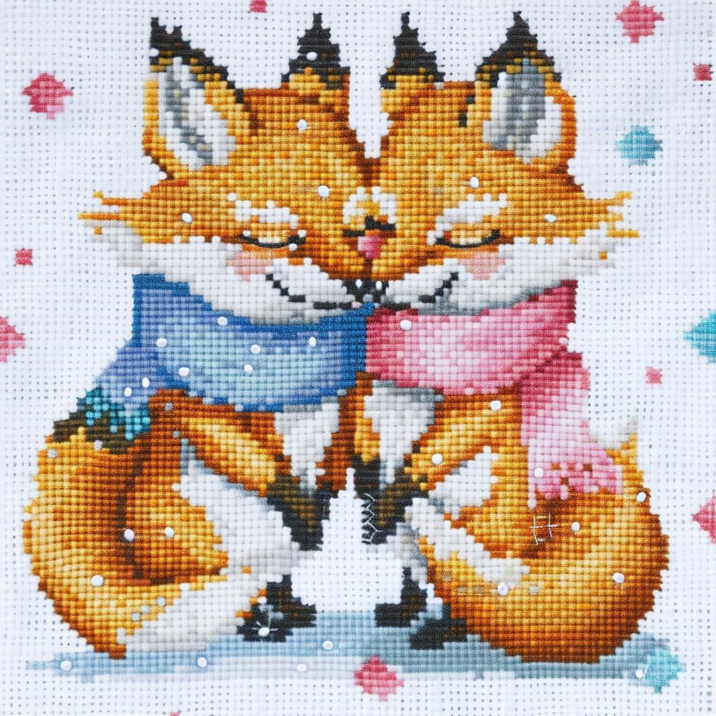 NAHUIGOOD Cross Stitch Kits for Adults, Stamped Cross Stitch Kits for Beginners, Needlepoint Cross-Stitch Patterns Embroidery Kits Arts and Crafts for Home Decor Fox11Ct40X50Cm
