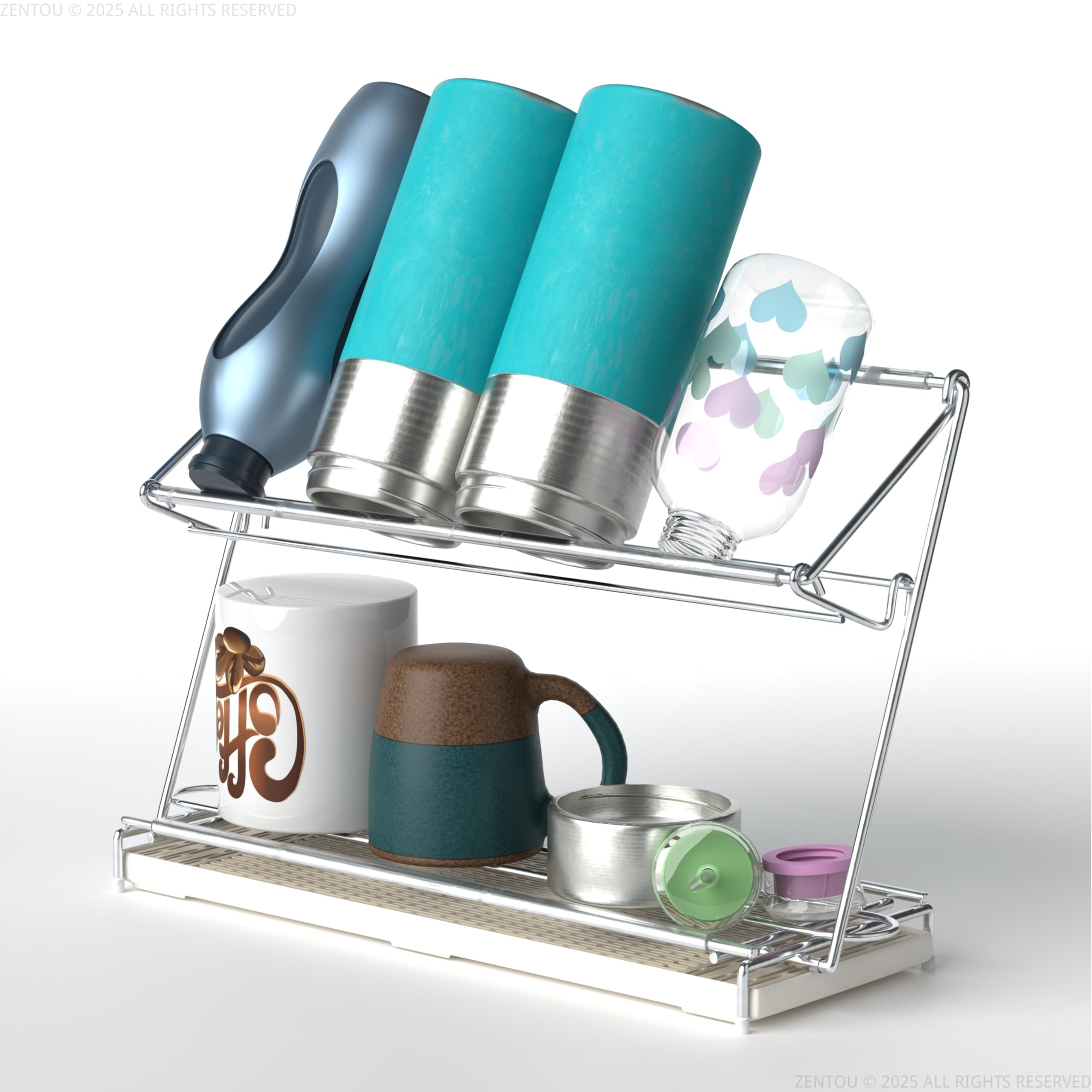 Amazon｜ZENTOU【一層⇔二層調整可能・折りたたみ式】水切りラック