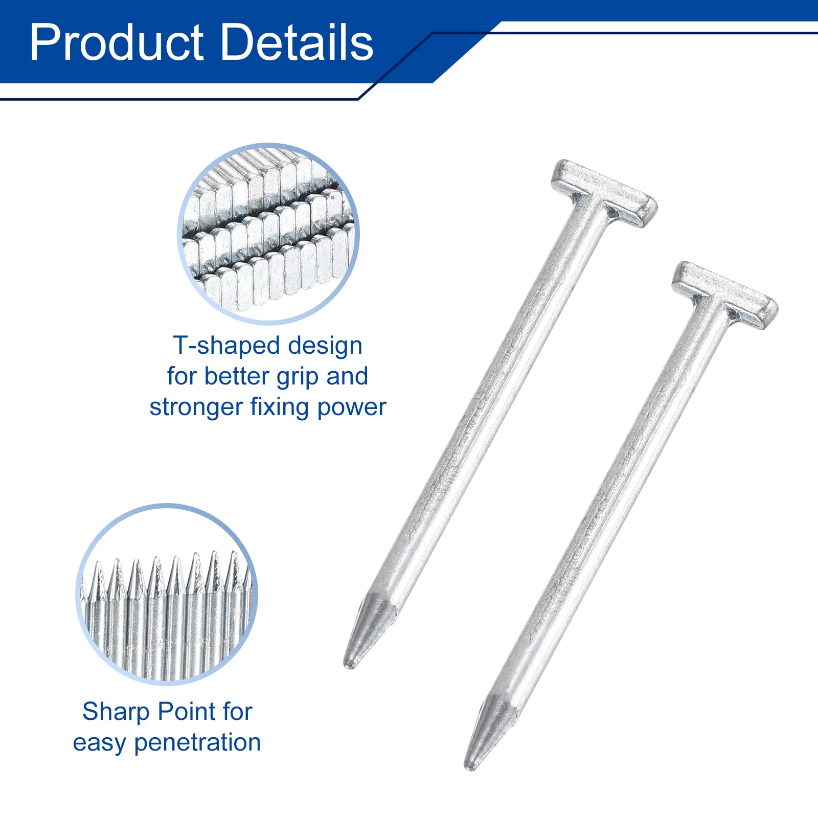 uxcell 800Pcs/Box 14 Gauge Concrete T Nails - Image 3